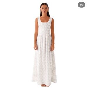 Elegant White Floral Maxi Dress PEPPERMAYO